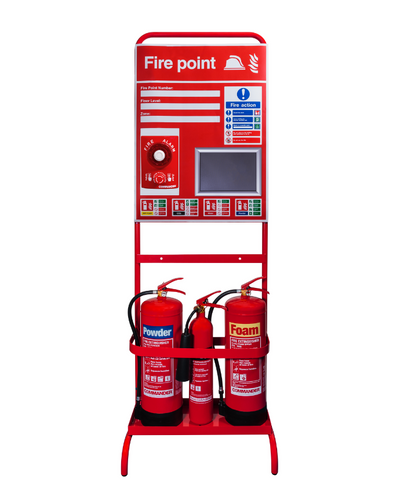 This is a Fire Point System — a complete emergency station designed to store and display firefighting equipment in an organized and visible manner within buildings, factories, or workplaces.